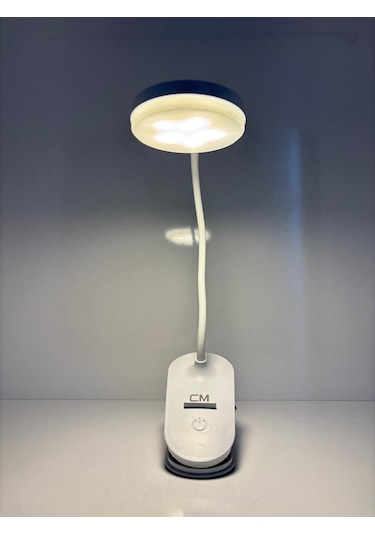 Cm 3 Işık Modlu Led Masa Lambası Mandallı, Usb Şarjlı, Taşınabilir Beyaz