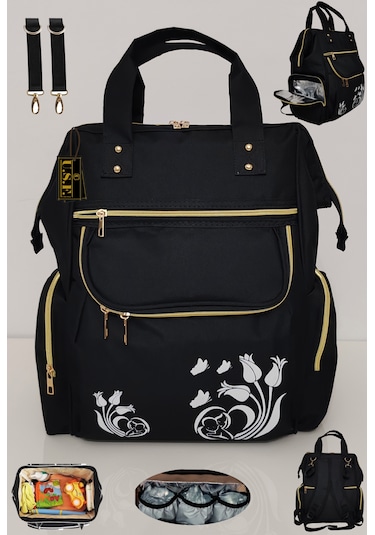 U.S.F Bebek Bakım Çantası Organizatör Lüx Anne Bebek Bakım Çantası Siyah