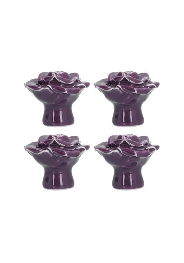 Dolap Kulpu, Modern Seramik Kapı Kulpu, Oturma Odası Ev İçin Dayanıklı Gül Şekli Beyaz, Mor