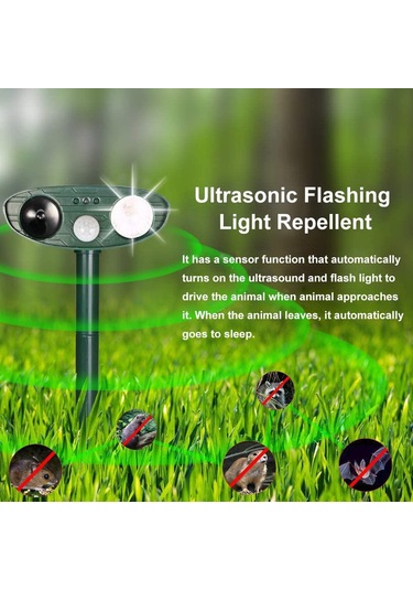 Lemestar Güneş Enerjili Ultrasonik Ve Enkare Işıklı Evcil Hayvan Kovucu - 480+ Saat Kullanim Süresi, 20 M² Alanda Etkili Abs Malzeme