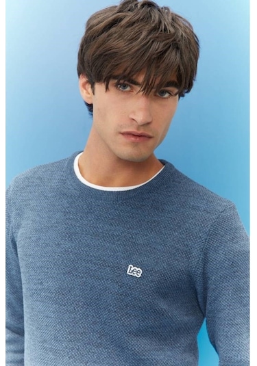 Lee Erkek Mavi Kazak Mavi