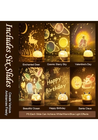 Çocuklar İçin 21 Filmli 8 Müzikli Hareketli Projektör Gece Lamba