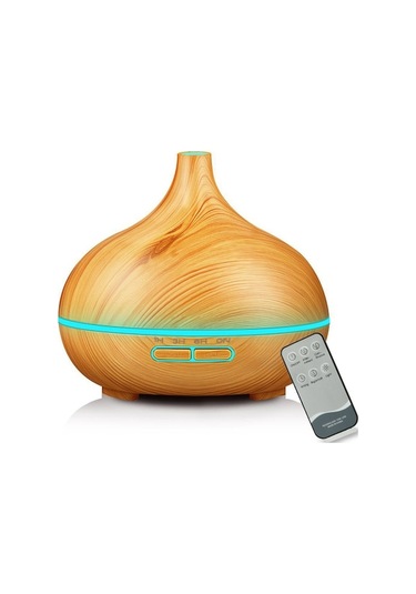 Hava Nemlendirici - 7 Renk Led Işıklı, Sessiz Ultra Sesli Buharlandırcı, 400ml, Ahşap Desenli, Avrupa Standartı