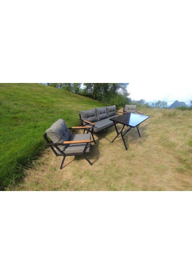 Pimango Pi Locca Bahçe Balkon Mobilyası Gri 3+1+1 Ve Perla Masa Gri