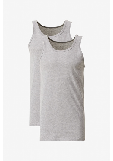 AC&Co / Altınyıldız Classics Erkek Standart Fit Normal Kesim %100 Pamuk 2'li Atlet Paketi -  Grı Melanj Gri Melanj