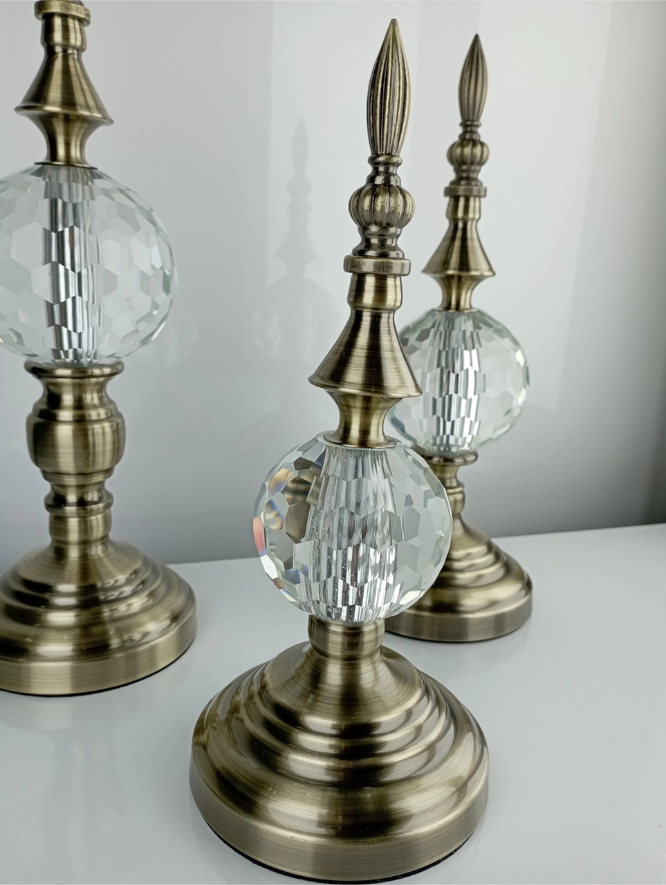 Alm-krşk-esktm Kristal 3lü Metal Dekoratif Obje Biblo Süs Eşya Salon Aksesuar Tv Sehpa Masa Konsol Ofis Salon Dekor