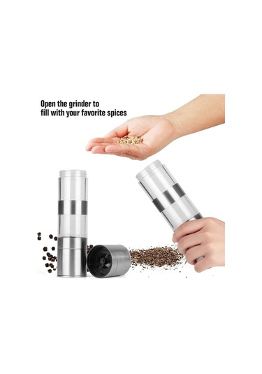 2'si 1 Arada Tuz Ve Karabiber Öğütücü Seti, Ayarlanabilir Seramik Rotorlu Paslanmaz Çelik Öğütücü, Tuz Değirmeni Ve Cezve 46566102