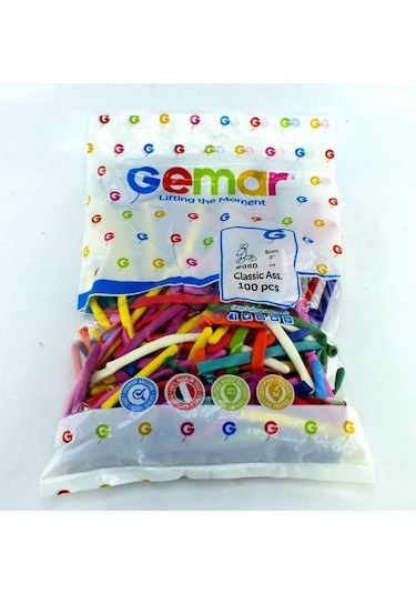 Gemar - 100 Adet Renkli Sosis Balon