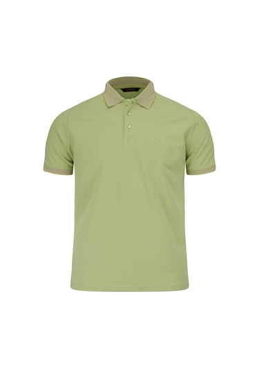 Hatemoğlu Yeşil Regular Fit Polo Yaka 100% Pamuklu Tişört Yeşil - Mavi