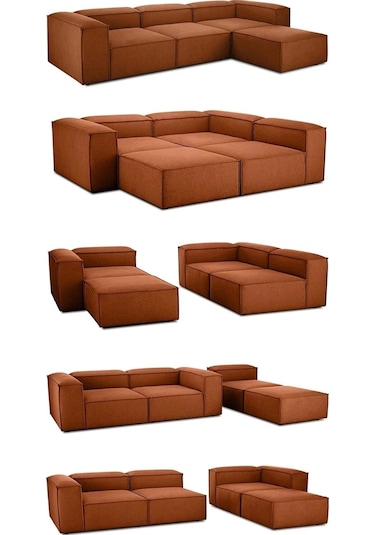 Nex 4 Modül Modüler L Köşe Koltuk Takımı Kiremit