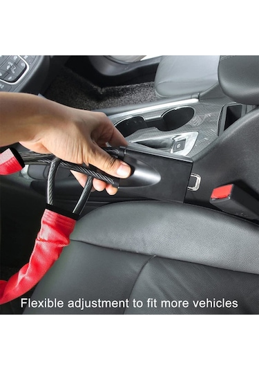 Direksiyon Kilidi, Evrensel Emniyet Kemeri Kilidi Hırsızlık Önleyici Kilitleme Cihazı 3 Anahtarlı Araba Suv Van Golf Arabası Kamyon Kırmızı