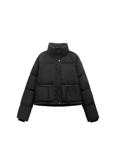 Kış Kadın Kısa Moda Pamuk Ceket Rahat Kadın Sıcak Tutan Kaban Küçük Arkadaş Büyük Boy Siyah