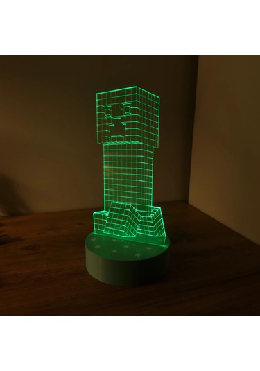 Minecraft Creeper 3d Led Gece Lambası Çocuklara Özel Hediyelik