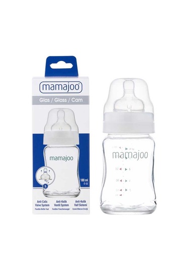 Mamajoo Cam Anti-kolik Biberon 180 Ml, Yenidoğan Bebek, 0ay+, Yavaş Akışlı