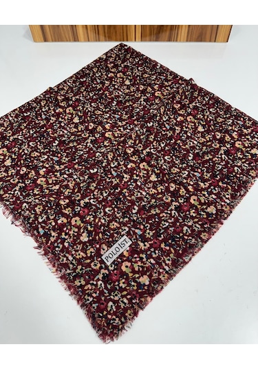Poloist Desenli Flamlaı Keten Eşarp- 05652 Bordo