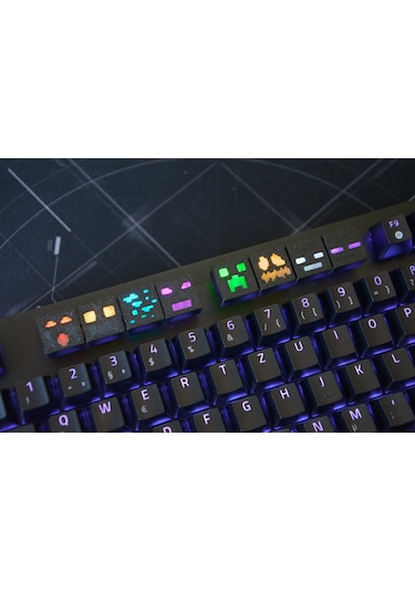 Minecraft Temalı Keycap Seti 8 Adet Mekanik Rgb Oyuncu Klavye