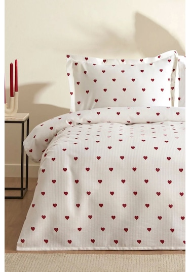 Karaca Home Amour 100 Pamuk Çift Kişilik Pike Takımı Kırmızı Kırmızı