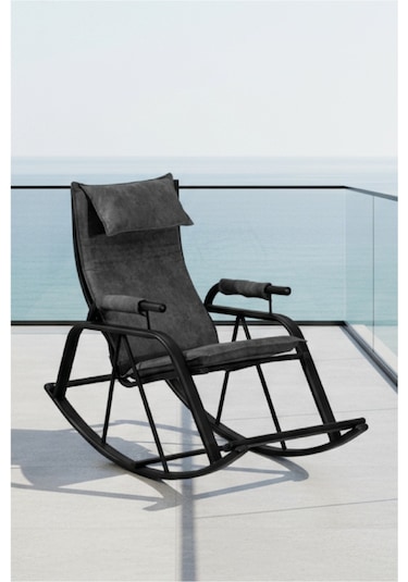 Sallanan Sandalye, Metal Ayaklı Tv Koltuğu, Sallanır Dinlenme Koltuğu, Demonte Sallanan Berjer Gri