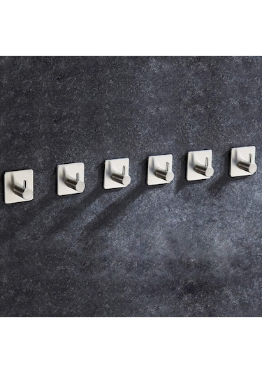 Deltahome Paslanmaz Çelik 6 Adet Tekli Havlu Askılık Kanca Inox. Metalik