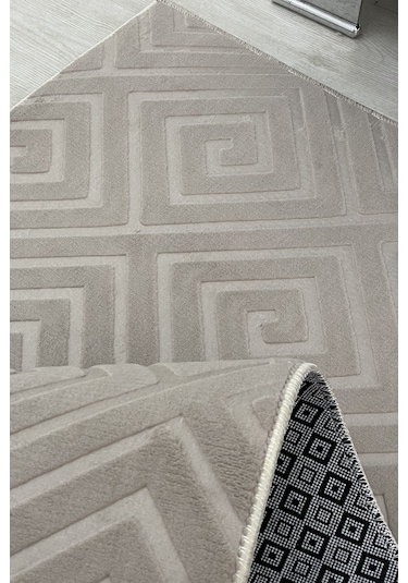 Lüle Halı Delüx Kabartmalı Düz Renk Üstün Kalite De Kaymaz Tabanlı Yolluk Halı Vizon