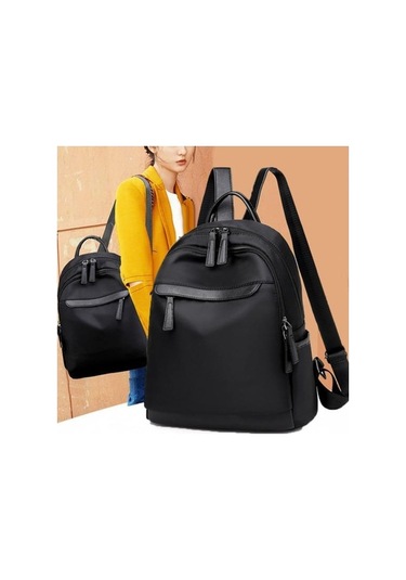 Luckydog Kadın Su Geçirmez Fermuarlı Sırt Çantası Okul Khaki Renk Kulaklık Girişli Haki