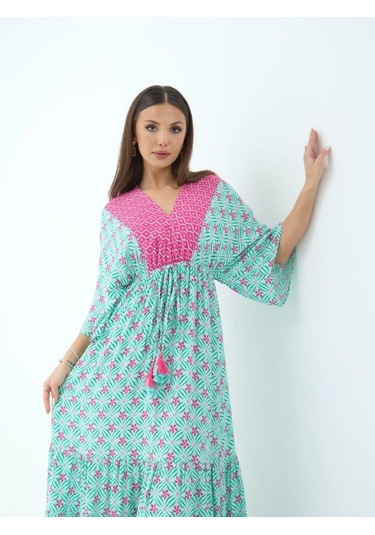 6389 Elbise-fuşya Fuşya