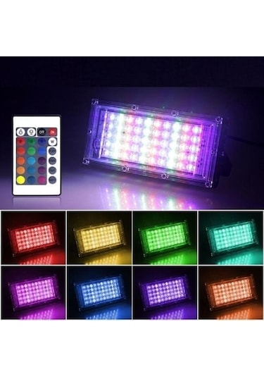 Kumandalı Led Işık Dış Cephe Aydınlatması Çok Renkli Rgb Led Panel Işık Partiled Aydınlatma Siyah