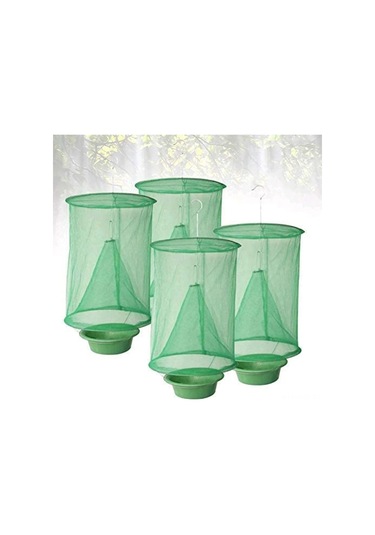 Aubyhe Demir Tel Ve Plastik Yeşil Sinek Tutma Kafesi - İğneli 4'lü Paket + Yem Tablası