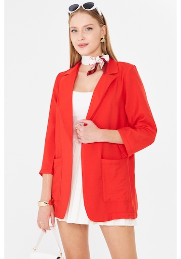 Armonika Kadın Kırmızı Cepli Oversize Ceket Arm-26k001005