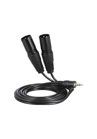 Fortunelane 1.5m Siyah Xlr Erkek Çift Bağlantılı 3.5mm Ses Kablosu - Ofc Telleri İle Mükemmel Sinyal Kalitesi