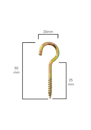 Piton 20 80 Çengel 5cm Vidalı Kanca -20 Adet 20 80