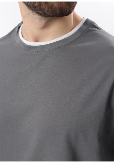 Madmext Oversize Füme Erkek Tişört 4978 Füme
