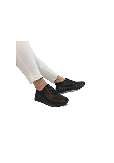 Voyager 9050 Siyah Hakiki Deri Şeffaf Taban Bayan Ayakkabı Siyah