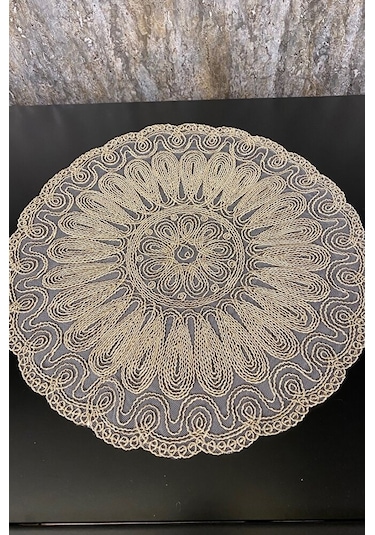 Altın Kordone Nakışlı Modern Supla Bej