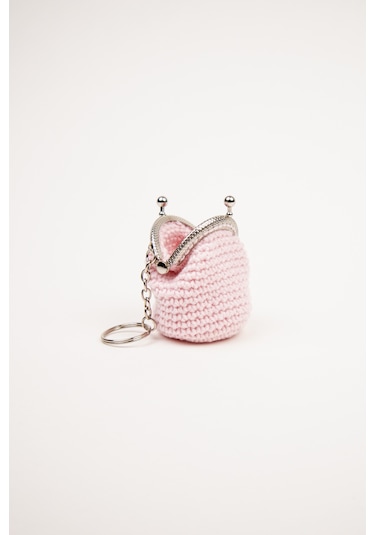 Fabric Craft Bag Mini Bozuk Para Cüzdanı Anahtarlık Klipsli Açık Pembe