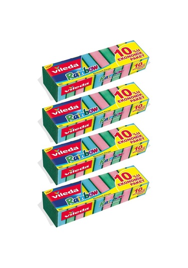 Vileda Rainbow Ekonomik Bulaşık Süngeri 4 x 10'lu