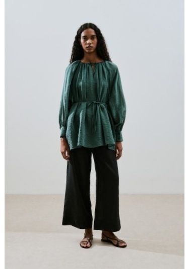 Geniş Manşetli Kuşaklı Tunik Yeşil Yeşil