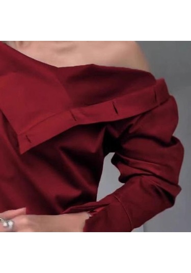 Kadın Gömlek Düğme Eklemeli Balıkçı Yaka Uzun Kollu Rahat Bol Kesim Gömlek Düz Yeşil