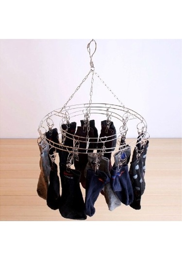 Novahub Yuvarlak Paslanmaz Çelik Elbise Askısı 20 Klipsli, Geniş Uygulama Alanlı Kırmızı