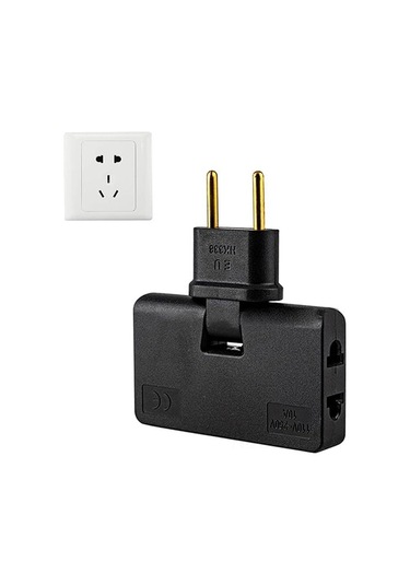 Geeroyoo Siyah 180 Derece Döner 3-üç Çıkışlı Düz Soket Adaptörü - Avrupa Seyahat Plug Konvertörü, Tv Ve Mobilyalar Arasında Kullanıma Uygun