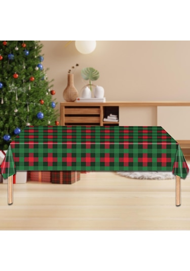 Homyl Yılbaşı Tek Kullanımlık Masa Örtüsü Tatil Su 1 Adet Küçük Kareli