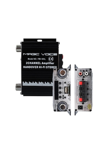 Magicvoice Yw-191l 12 Volt 100 Watt Motosiklet Bluetooth Amfi Usb/sd 2 Kanal Pazarcı - Anfi 125x95x40mm