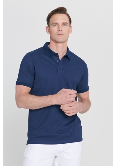 Ac&Co / Altınyıldız Classics 4A4820200047LaaXL Düğmeli Polo Yaka Cepsiz Slim Fit Erkek Tişört Lacivertvert Lacivert