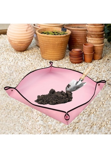 Pazly Taşınabilir Suntek Bitki Saksı Matı 50x50cm - Pembe Renk Vv