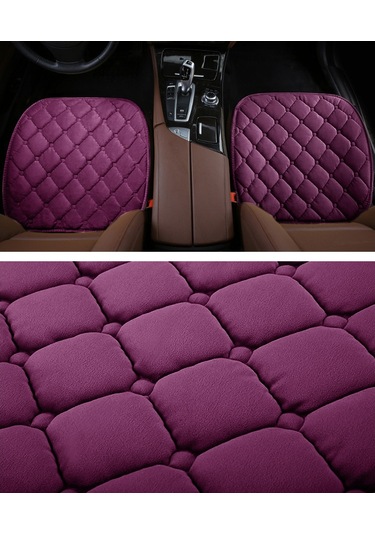 3 Adet / Set Lüks Sıcak Araba Koltuğu Kapak Minderi Evrensel Ön Arka Koltuk Kapakları Araba Kaymaz Sandalye Pedi Sıcak Araba Paspasları Geri Peluş Yastık Yok Mor