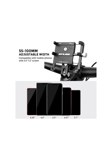 Symbee Gub G-95 Aluminyum Bisiklet Telefon Tutucu - 55-100mm Genişlik Ayarı, 3.7-7.2" Telefonlar İçin, Açısı Ayarlanabilir, Dayanıklı Alüminyum Çerçeve Çok Renkli