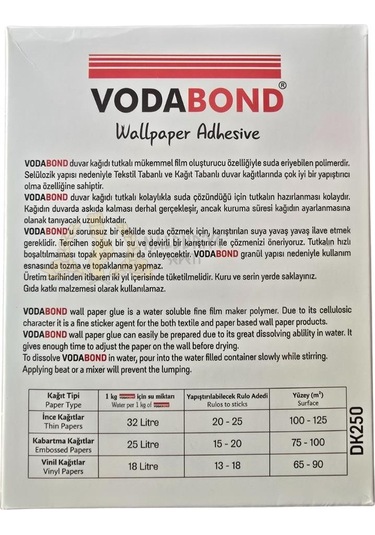 Vodabond Universal Tekstil-vinil Duvar Kağıdı Tutkalı Şeffaf Toz - 250 Gr.