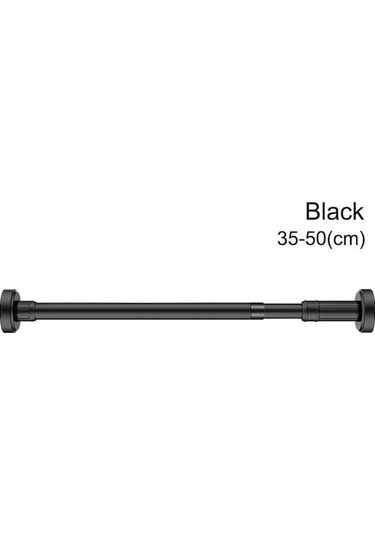 Novahub Siyah Paslanmaz Çelik Teleskopik Çubuk Hollow Perde Çubuk Elbise Kurutma Rafı Balkon Banyo İçin 35-50cm Siyah Siyah