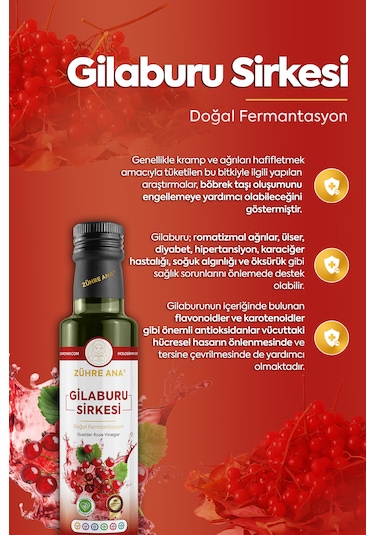 Gilaburu Sirkesi Doğal Fermantasyon Guelder Rose Vinegar 500 Ml