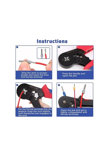 Symbee Hsc8-6-4a 0.25-10mm² Awg23-7 Otomatik Ayarlı Terminal Pres Aleti Seti, 1250 Adet Terminale Sahip, Ergonomik Kollü, Elektrik Çalışmaları İçin